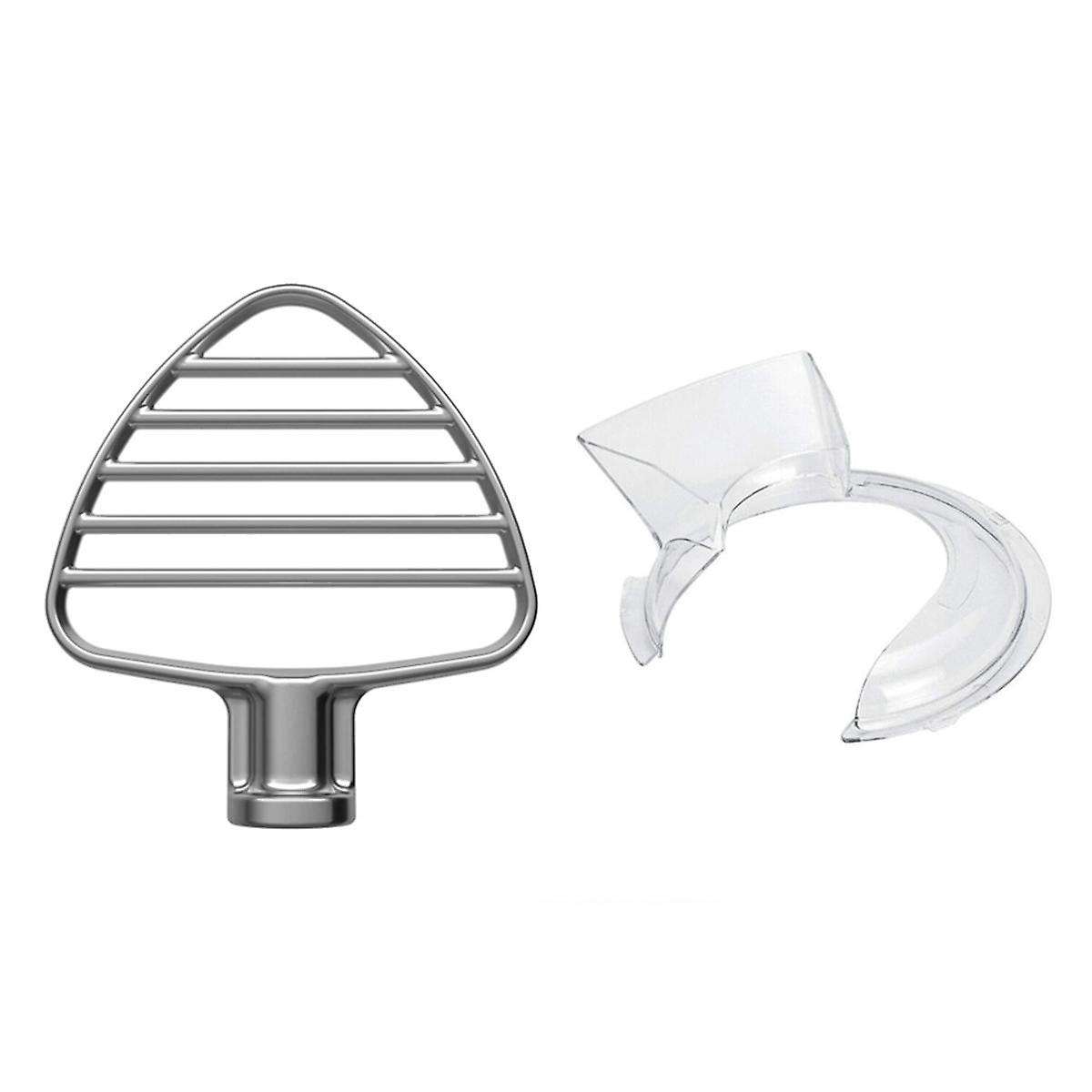 for 4.5-5QT Tilt Head Stand Mixer Pastry Beater & Secure Fit Pouring Shield Attachment Stainless Fla