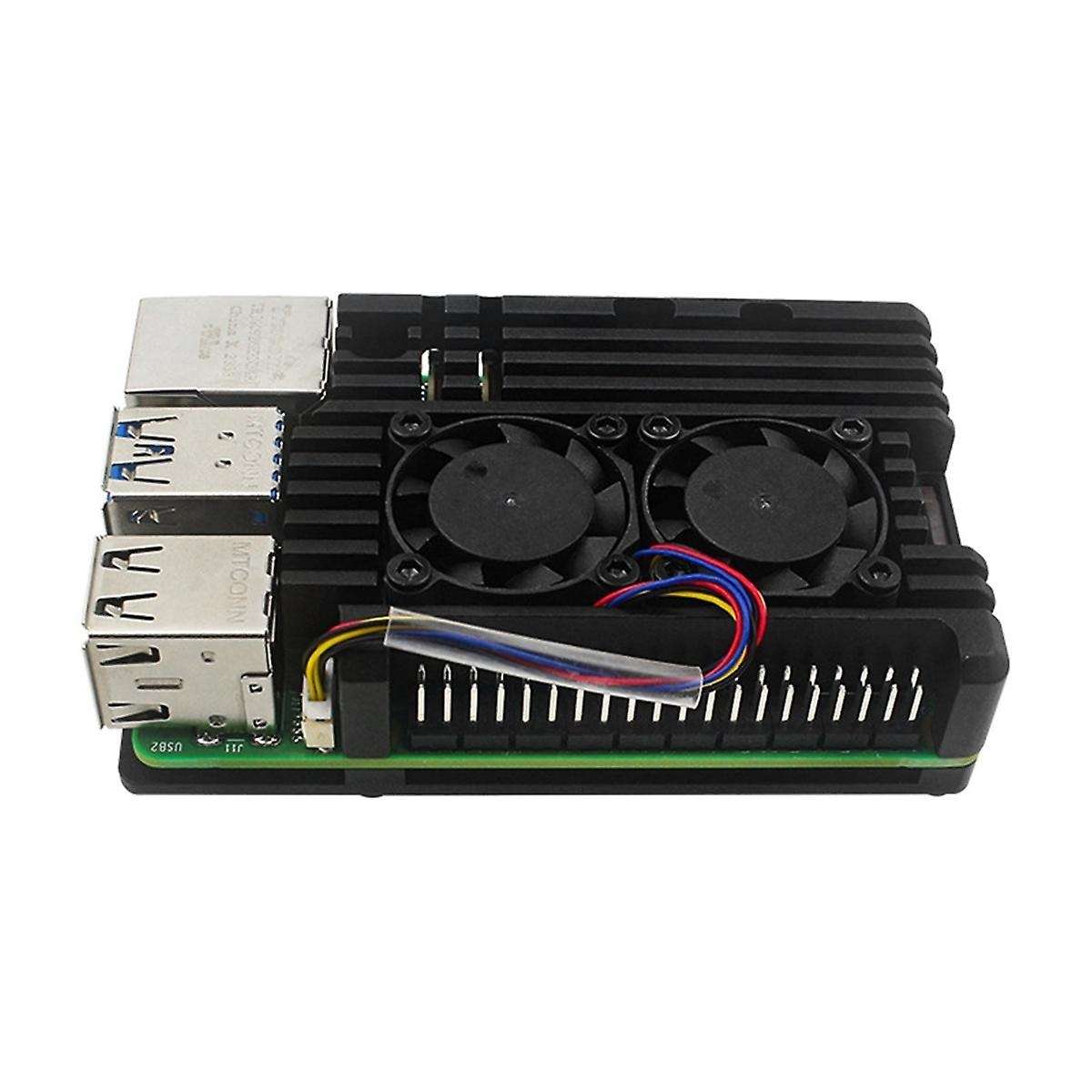 for 5 Aluminum Alloy Case Heatsink Cooler, Passive Cooling Case for 5 with Dual Cooling Fan