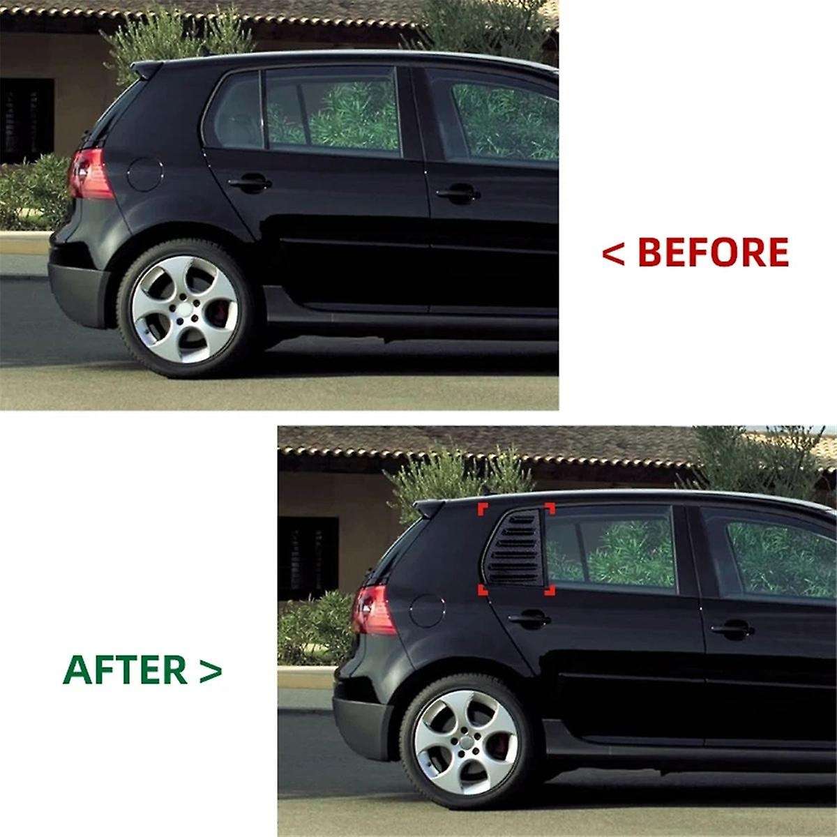 for 5 Mk5 Car Rear Louver Window Side Shutter Cover Trim Sticker Vent Piano Black