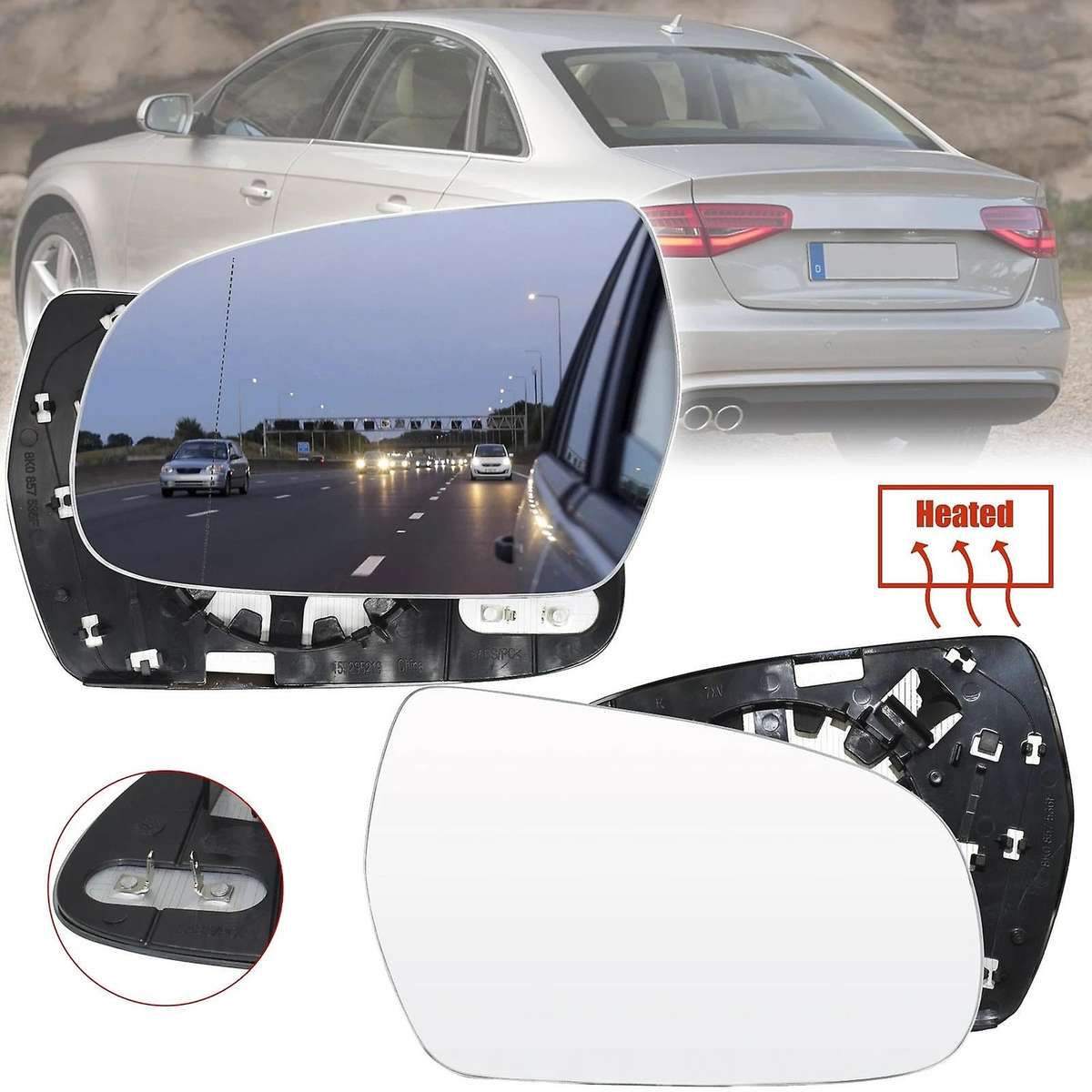 for  A3 A4 S4 A5 S5 2010-2017 Car Rearview Mirror Glass Heated Side Mirror Glass L+R