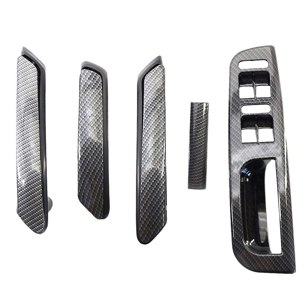 for B5 1998-2005 Carbon Fiber New Interior Door Handle Window Panel Trim 5Pcs