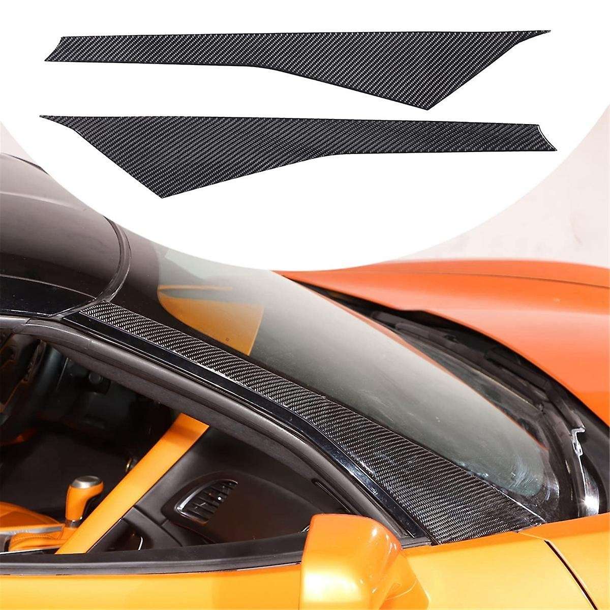 for C7 2014-2019 Soft Carbon Fiber Car Front Windshield A-pillar Cover Trim, Side Panel Molding Cov