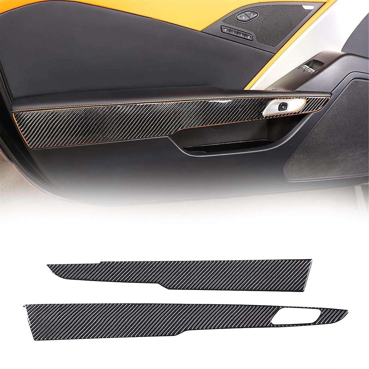 for C7 2014-2019 Soft Carbon Fiber Car Inner Door Panel Cover Sticker Trim Accessories
