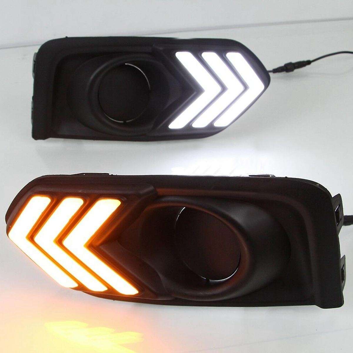 for City 2017-2018 Pair Front LED DRL Daytime Running Light with Turn Signal Lamp Fog Light