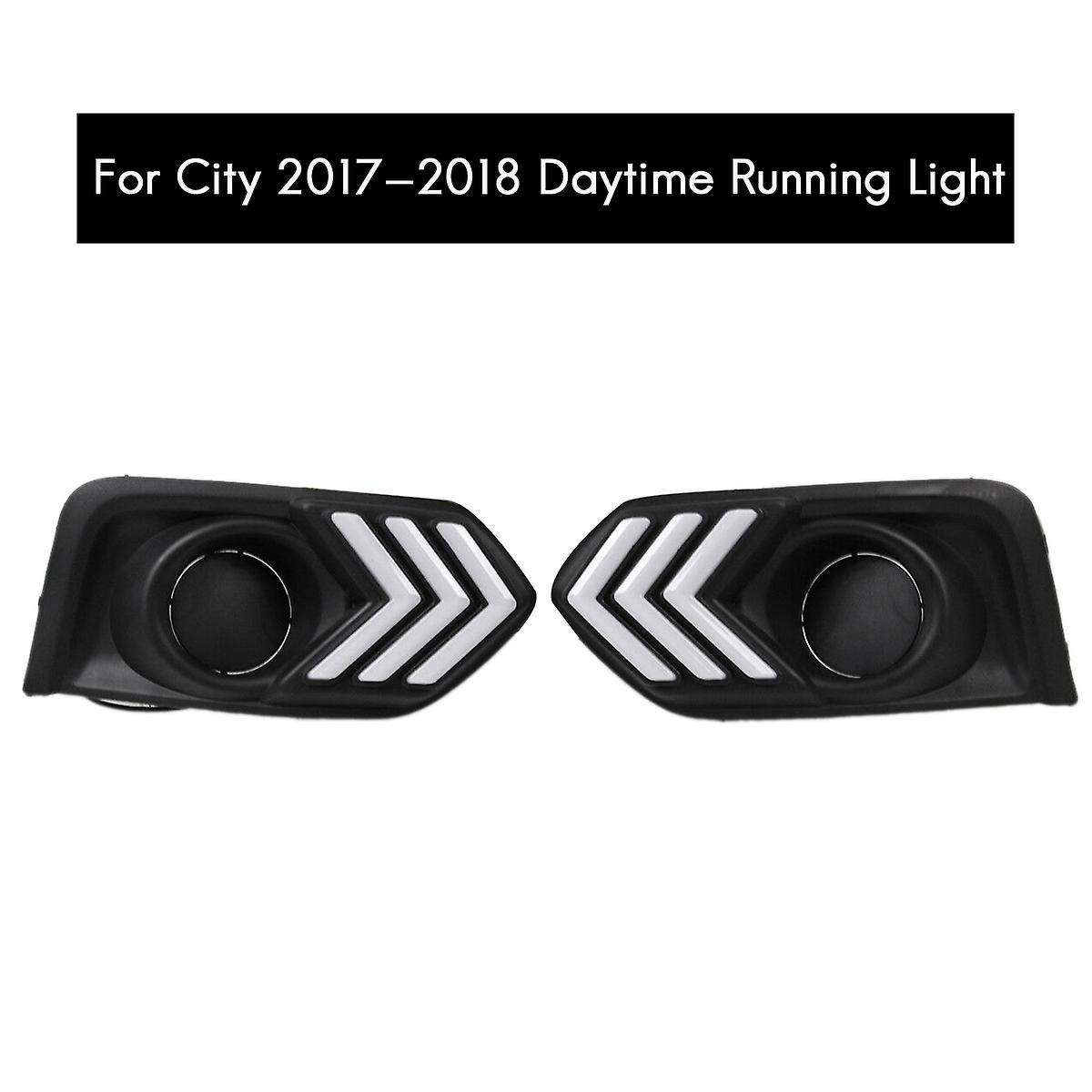 for City 2017-2018 Pair Front LED DRL Daytime Running Light with Turn Signal Lamp Fog Light