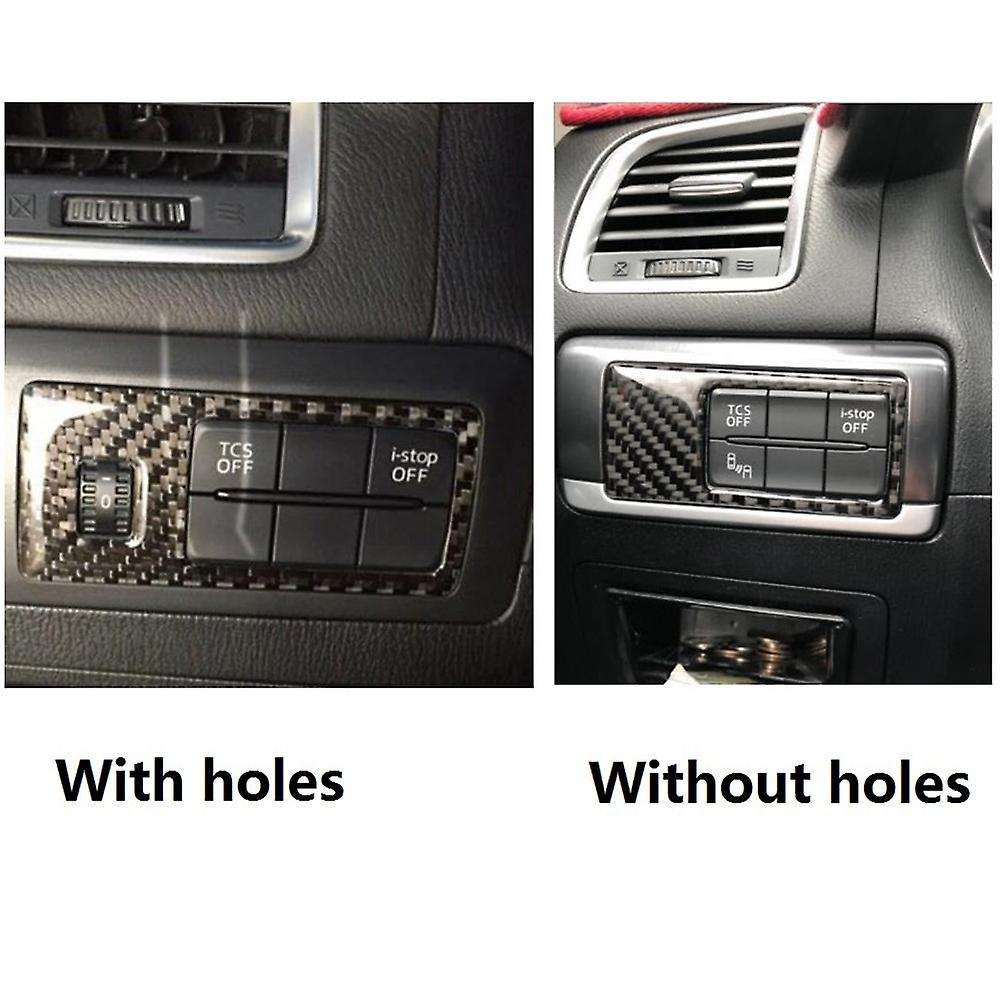 for CX5 -5 2015 2016 Carbon Fiber Headlight Adjustment Switch Cover Trim Decor Car Accessories,with