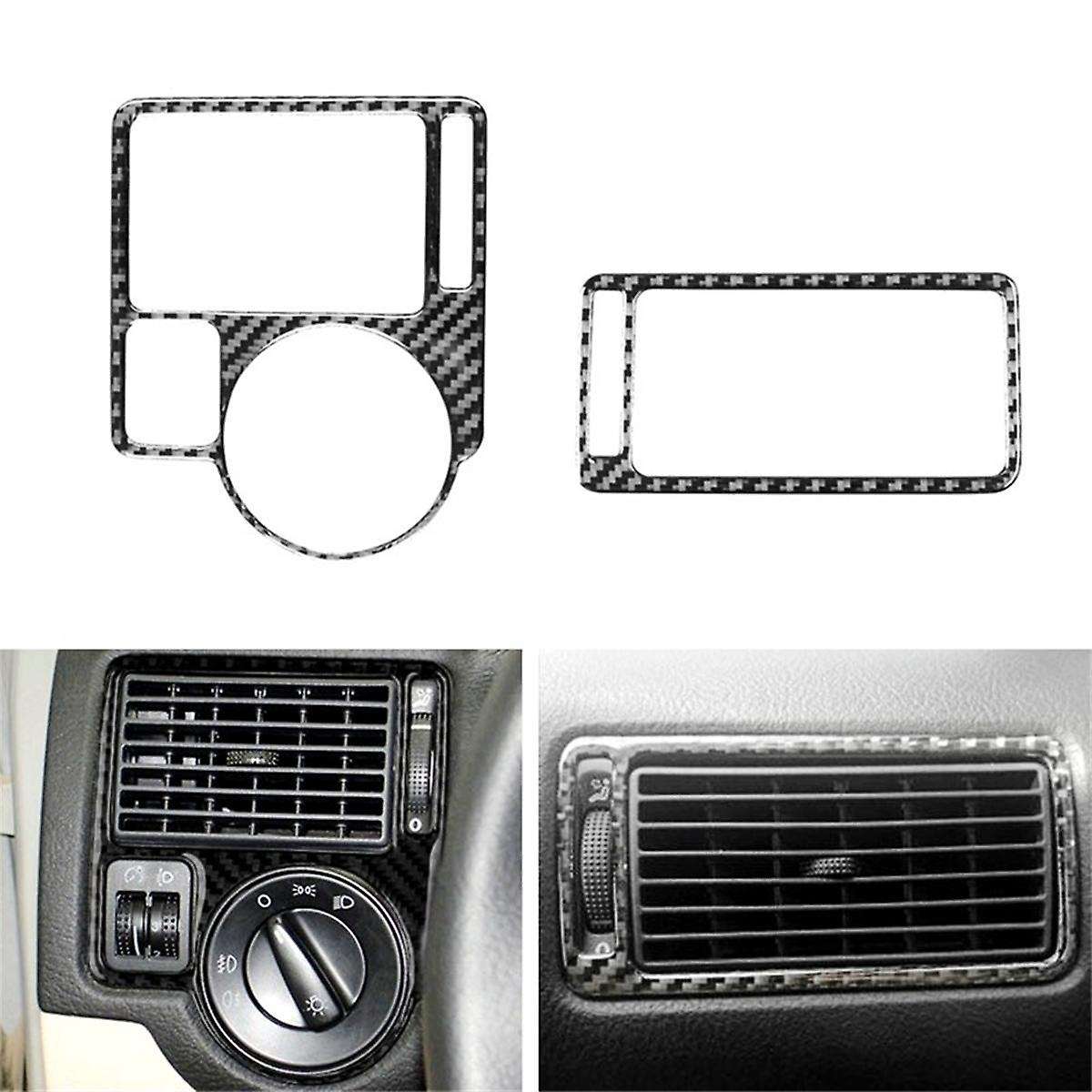 for Golf 4 Mk4 1999-2004 Lhd Soft Carbon Fiber Car Dashboard Side Air Condition Outlet Vent Cover T