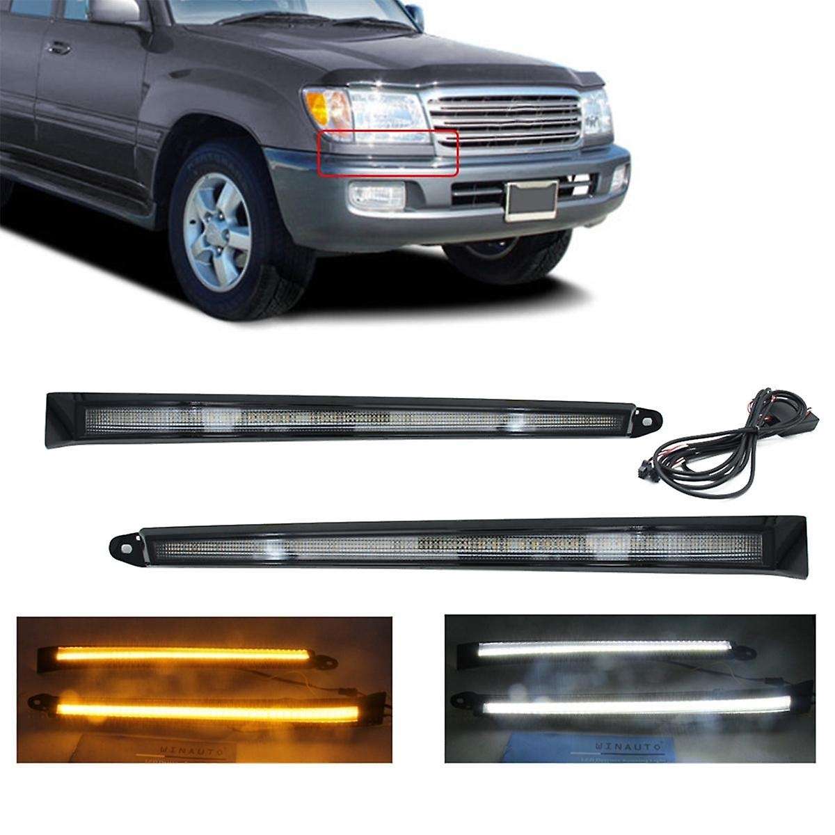 for Land Cruiser 100 Lc100 Dynamic Turn Signal Waterproof Car Drl Daytime Running Light Led Fog Lamp