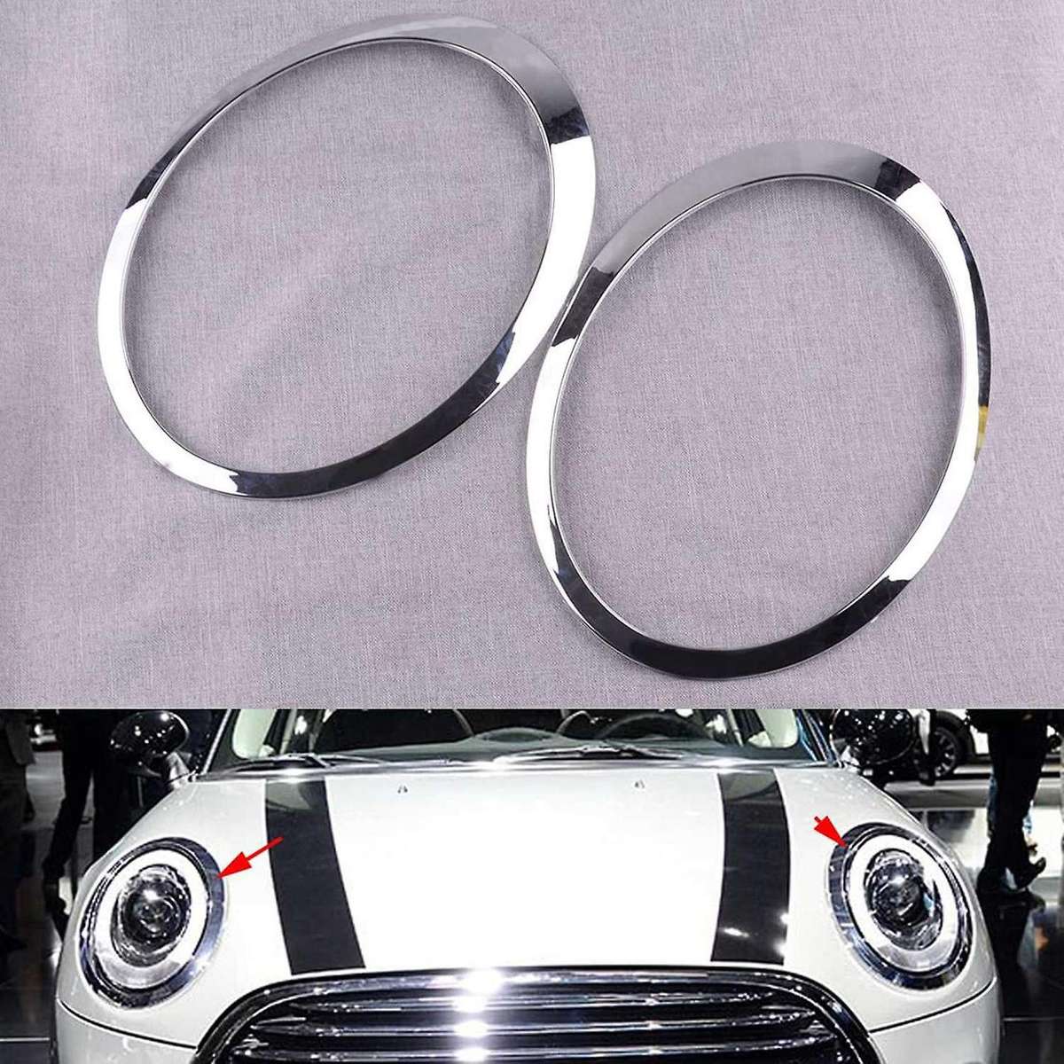 for Mini Cooper 2007-2015 R55 R56 R57 R58 R59 ABS Chrome Silver Headlight Trim Ring 51137149906
