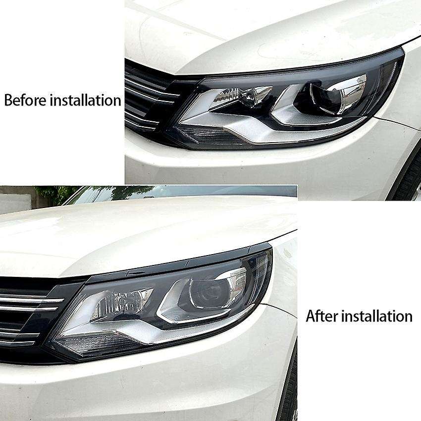 for MK1 2011-2016 Black Car Sticker Front Headlights Eyebrow Eyelid Trim Cover Accessories ABS