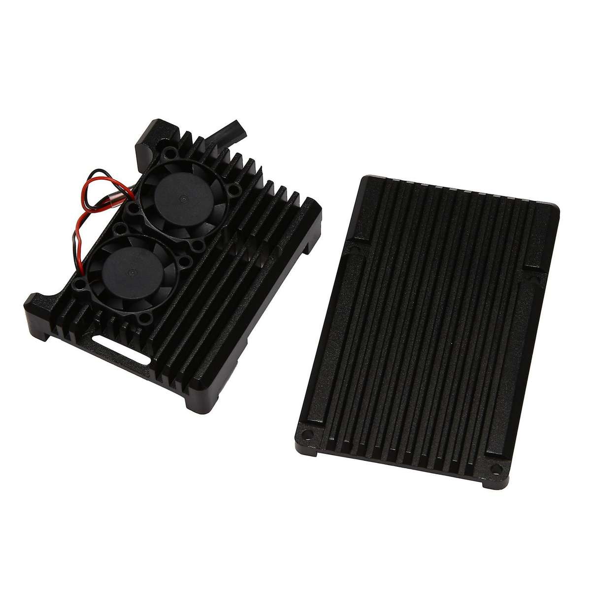 For Raspberry Pi 3 Aluminum Case with Dual Cooling Fan Metal Black