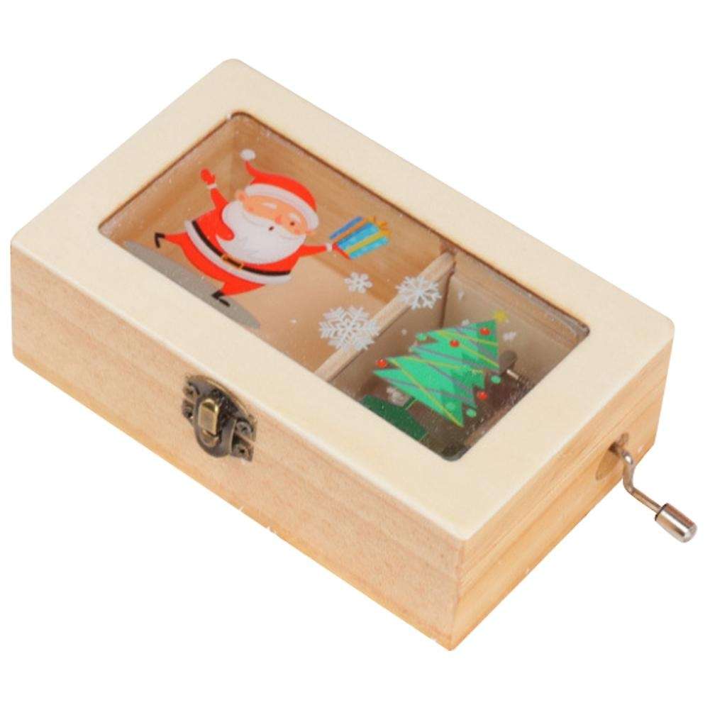 New Year Christmas Creative Wooden Hand-cranked Music Box
