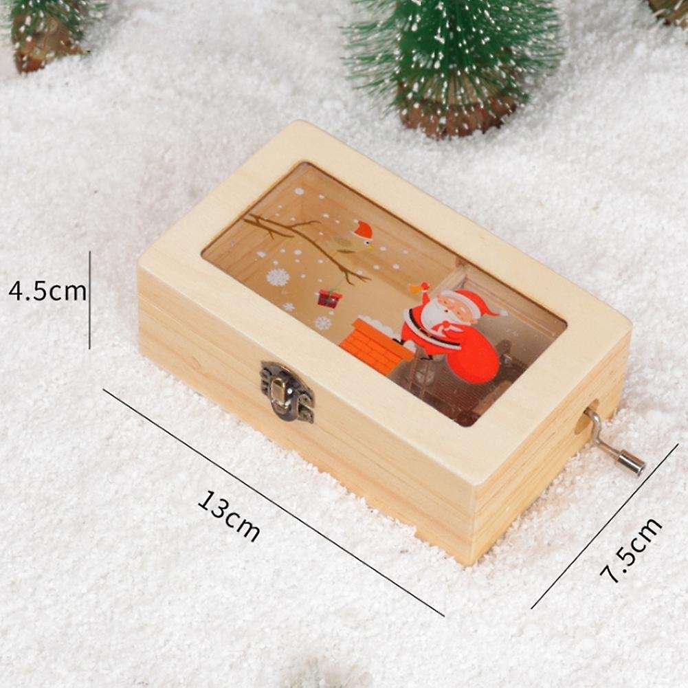 New Year Christmas Creative Wooden Hand-cranked Music Box