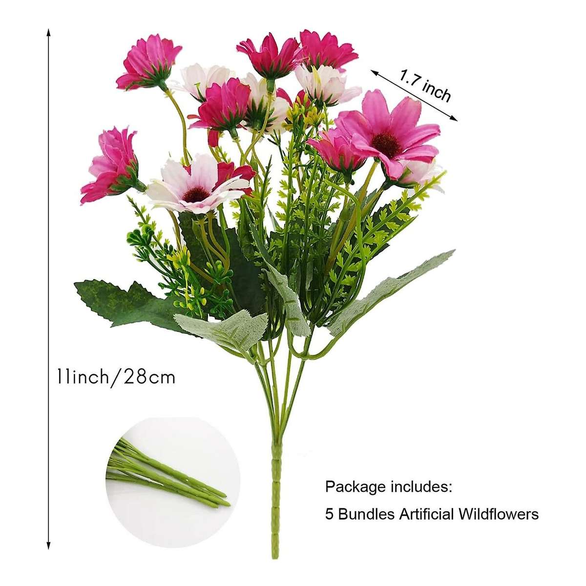 Artificial Wildflowers Fake Daisy Silk Faux Flowers Rose Red