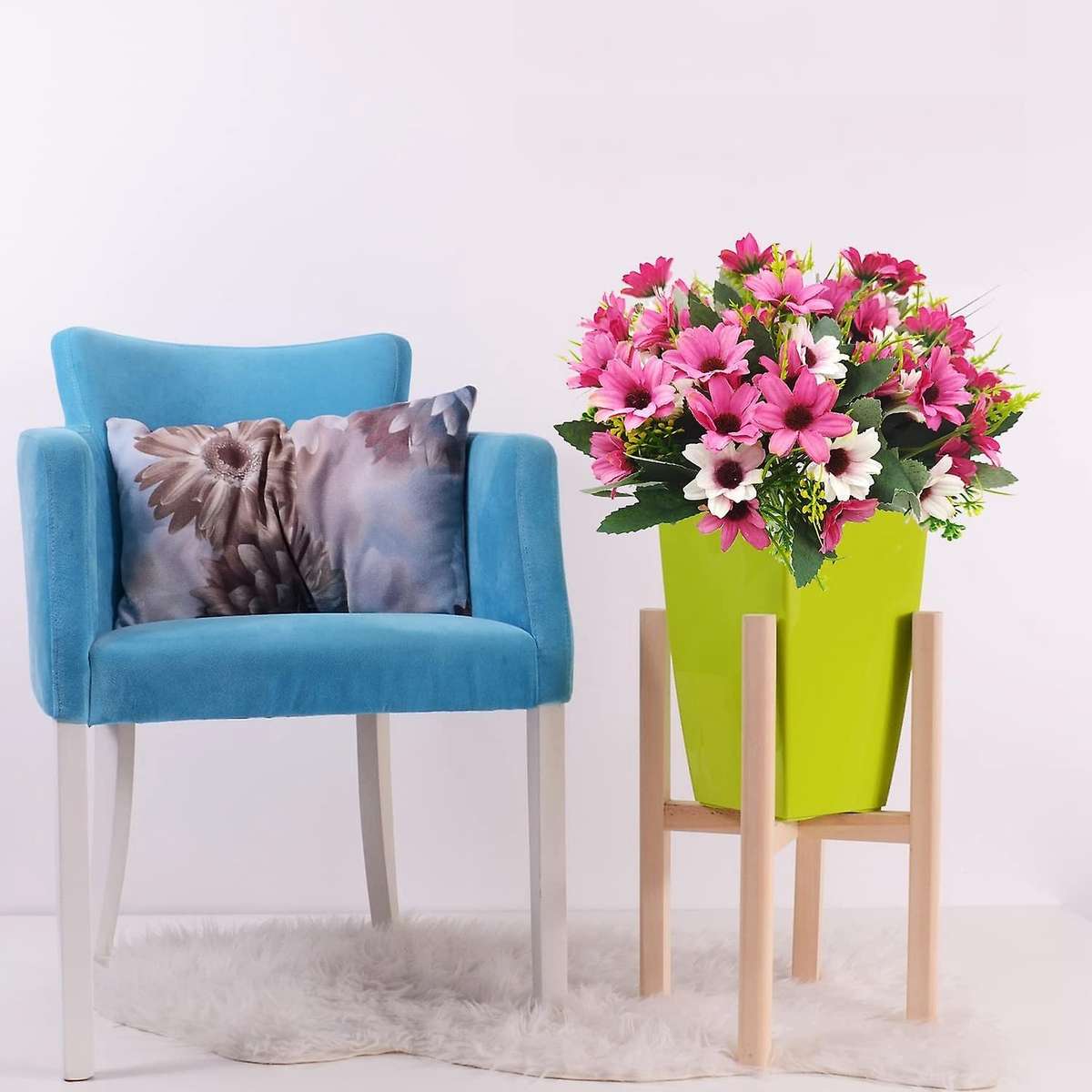 Artificial Wildflowers Fake Daisy Silk Faux Flowers Rose Red