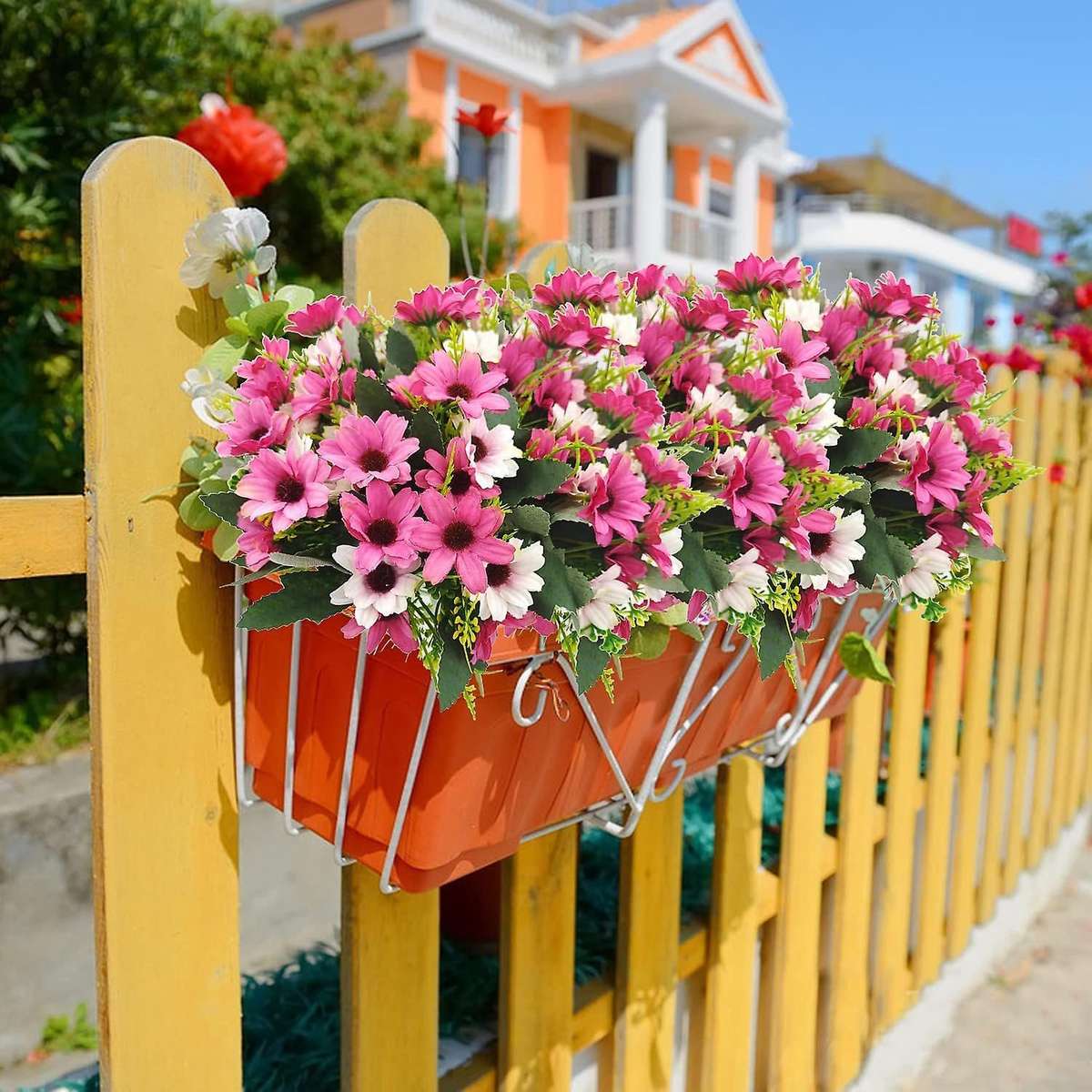 Artificial Wildflowers Fake Daisy Silk Faux Flowers Rose Red