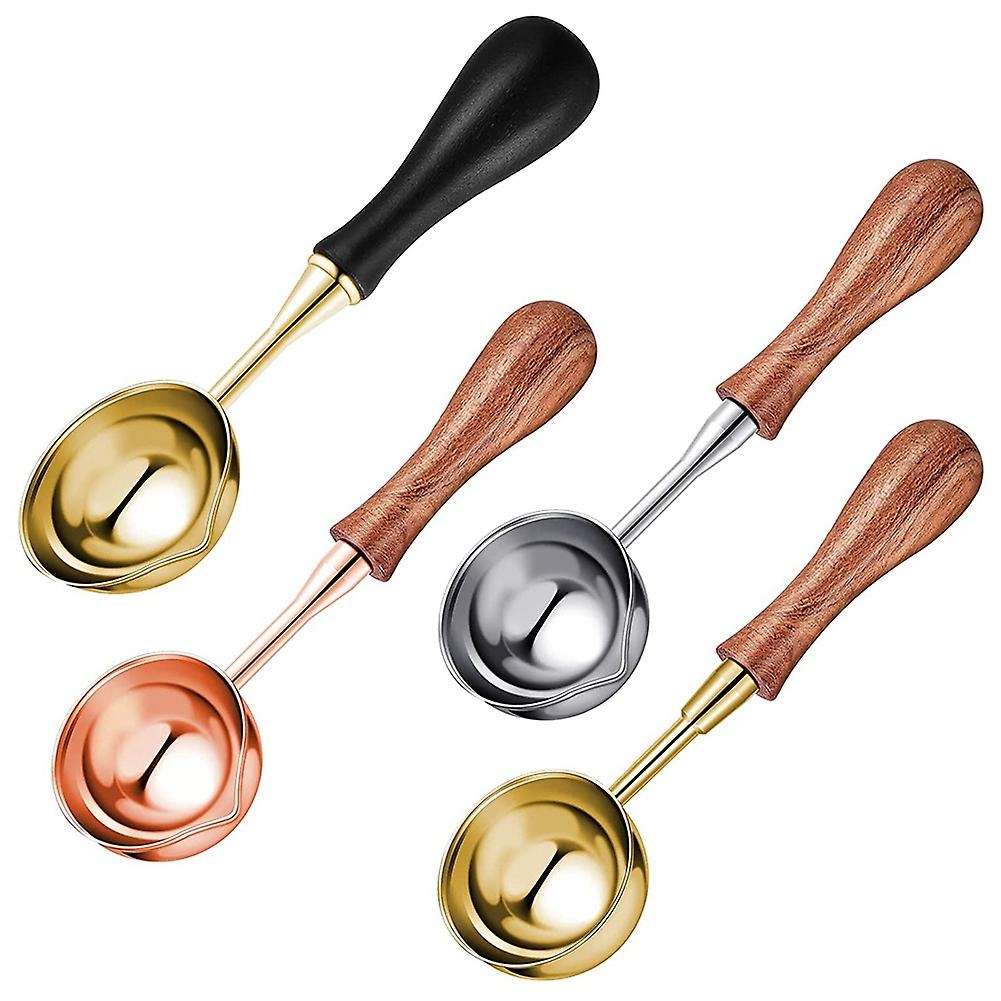 4 Pieces Wax Spoon Big Wooden Handle for Sealing Wax Stamp Envelope