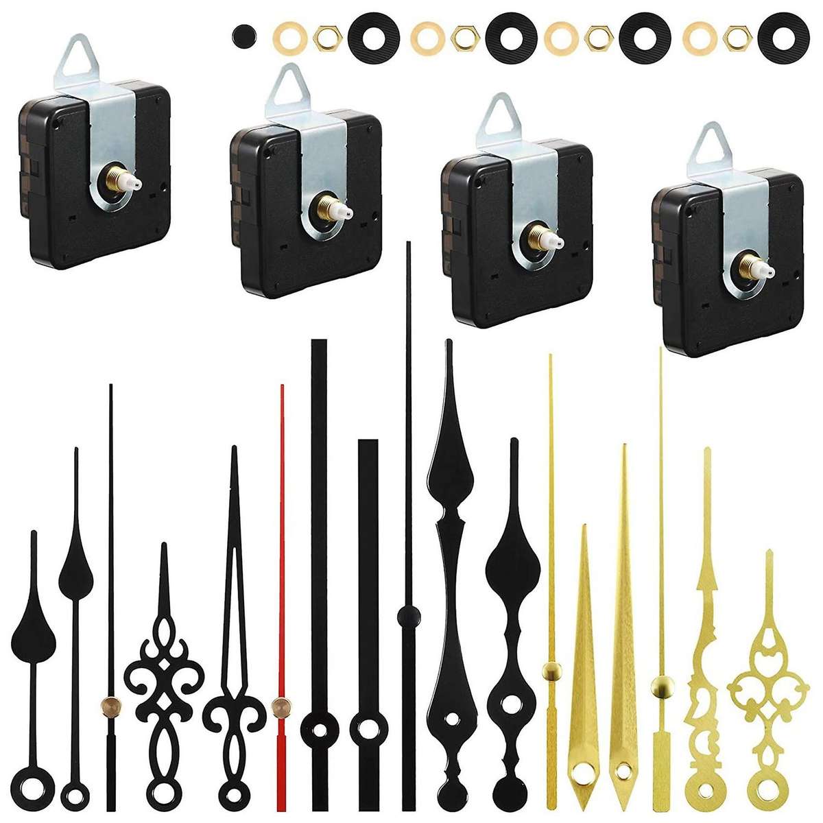 4pcs Quartz Clock Movement Mechanism with 6 Different Of Hands 13mm