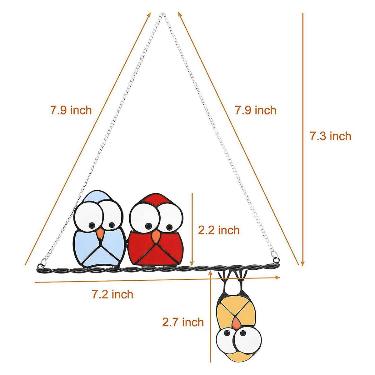 Stained Glass Window Hangings Owls Sun Catcher Ornaments Home - B