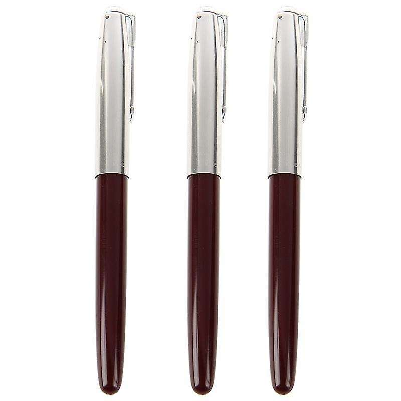 3x Hero 616 Fountain Pen Hooded Golden Nib Dark Red Barrel Small