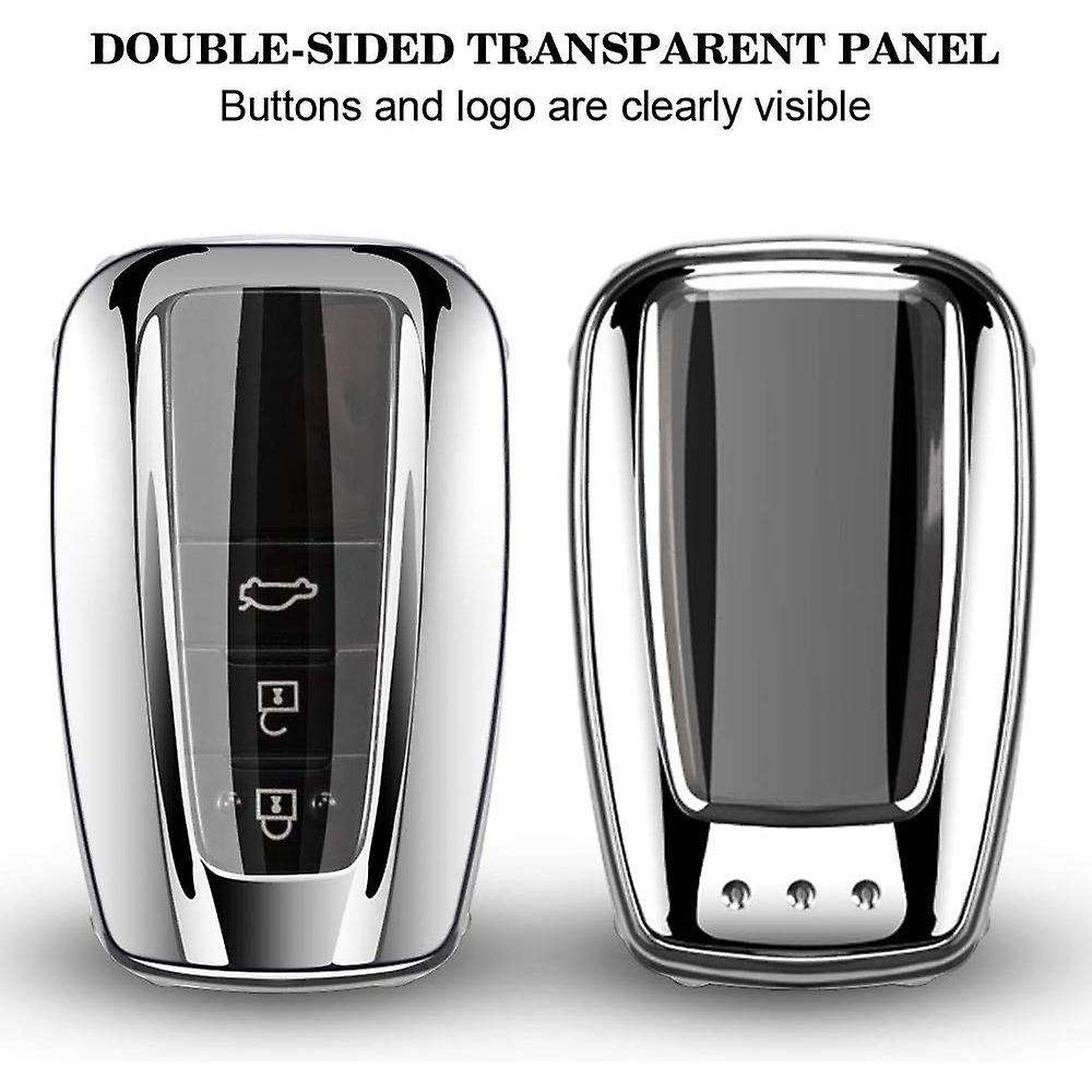 With Keychain Tpu Key Case for Toyota Camry Rav4 Avalon, Silver