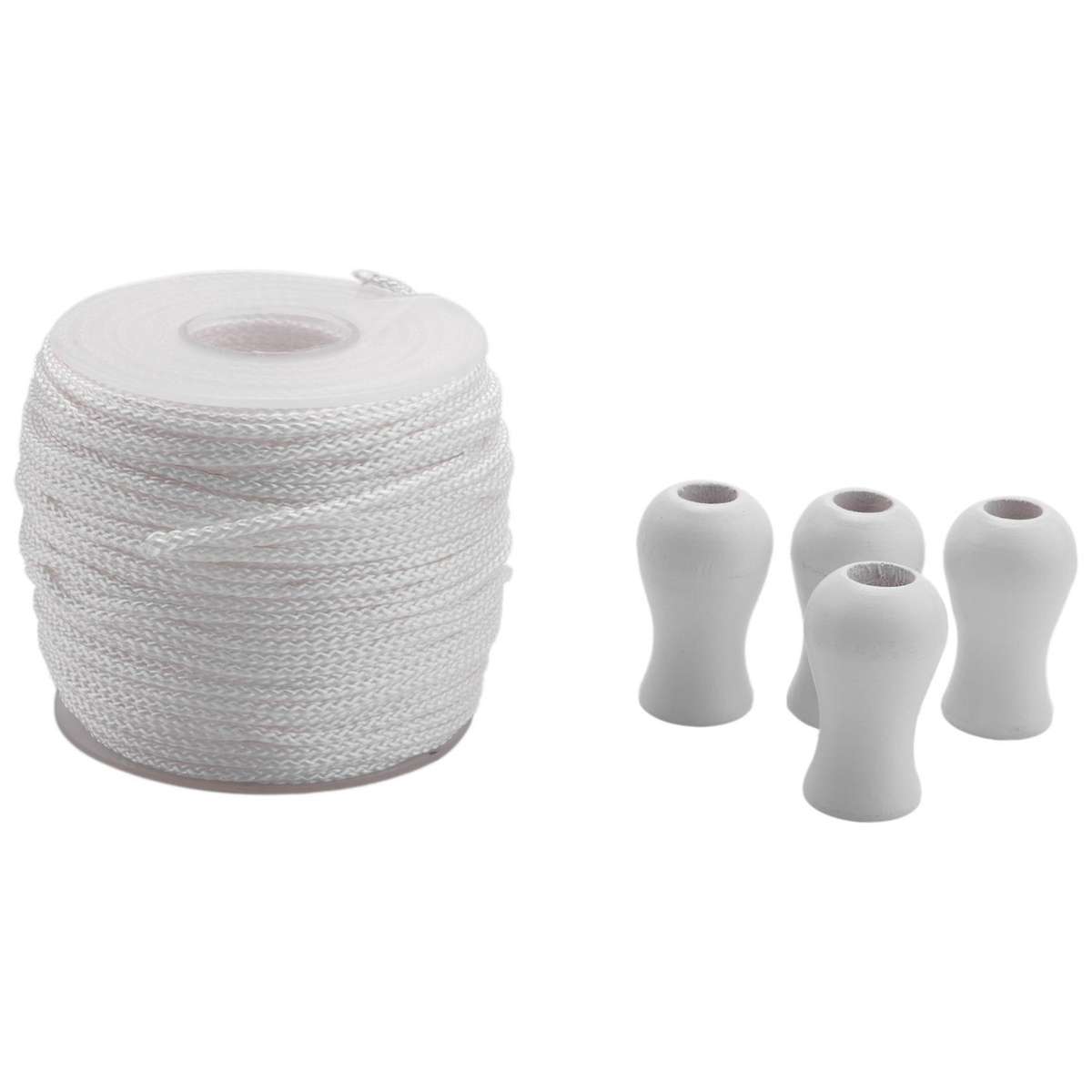1.8 Mm White Braided Lift Shade Cord 55 Yards/roll with 4 Pcs Pendant