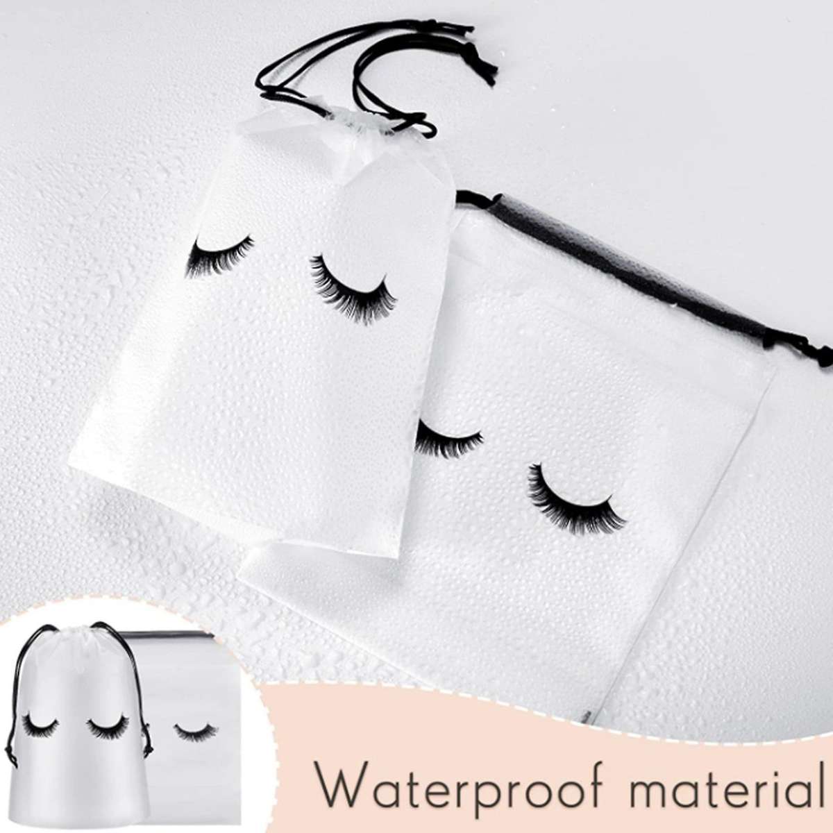50 Pieces Eyelash Aftercare Bags Makeup Bags Toiletry Pouch White,l