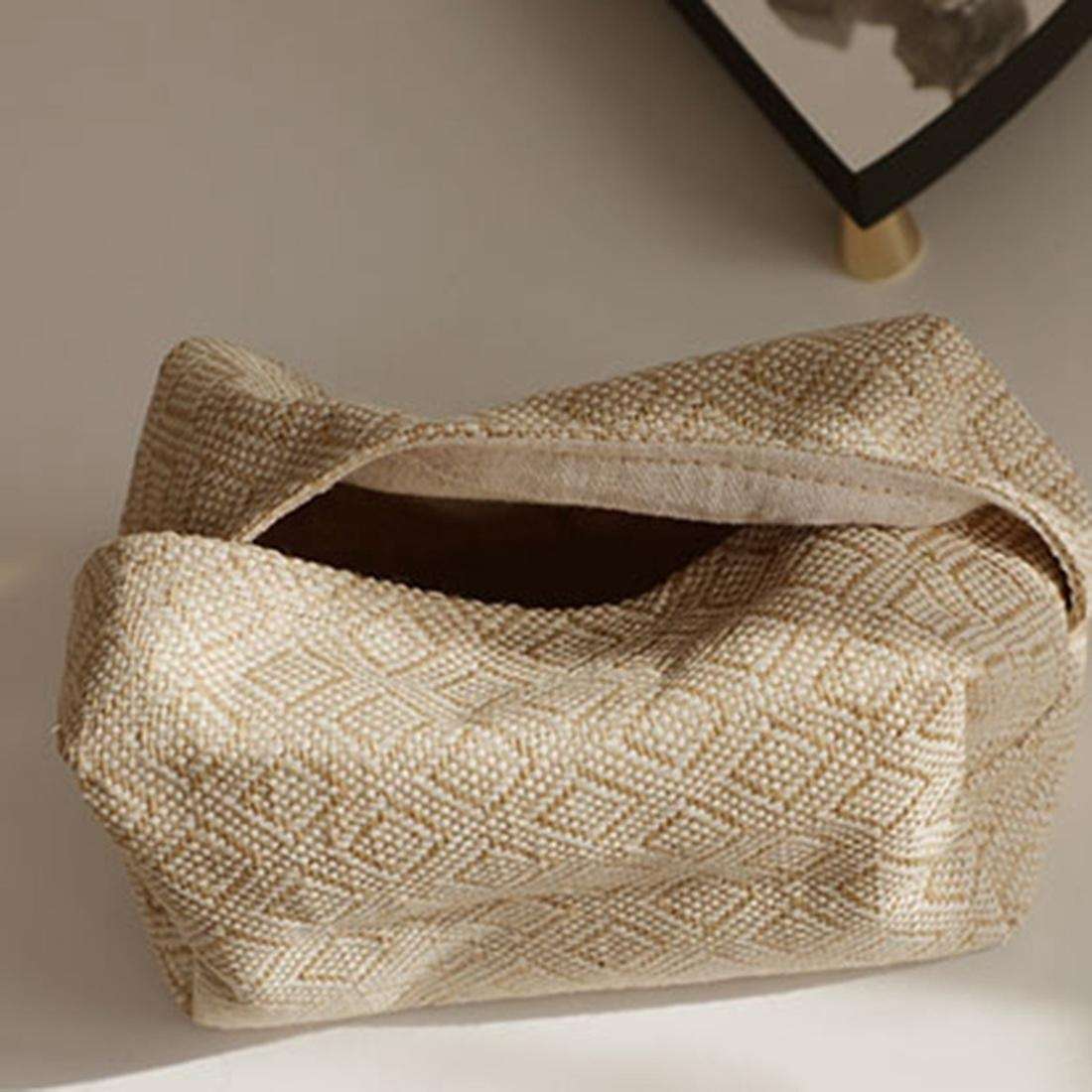 Linen Fabric Tissue Box Rectangle Container Table Home Decoration D