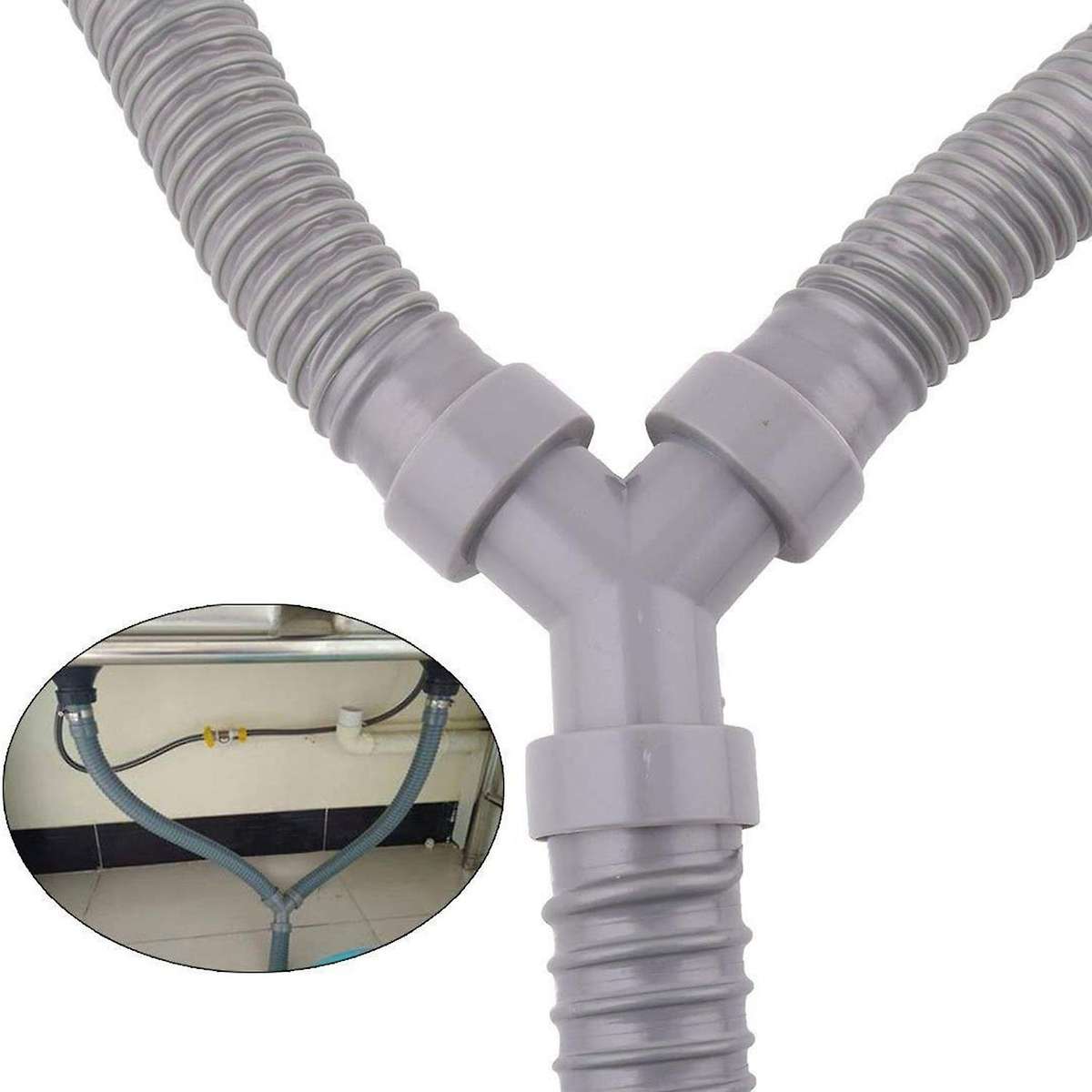 3.5ft Pvc Y Shaped Drain Discharge Hose, with 2 Waterproof Rings