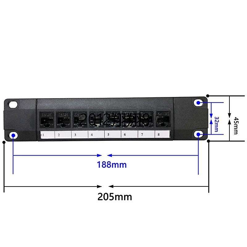 8 Port Straight-through Cat6 Patch Panel Rj45 Network Cable Adapter