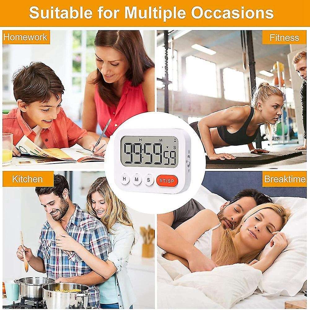 Digital Kitchen Timer Clock for Kids Seniors Gym Homework Classroom