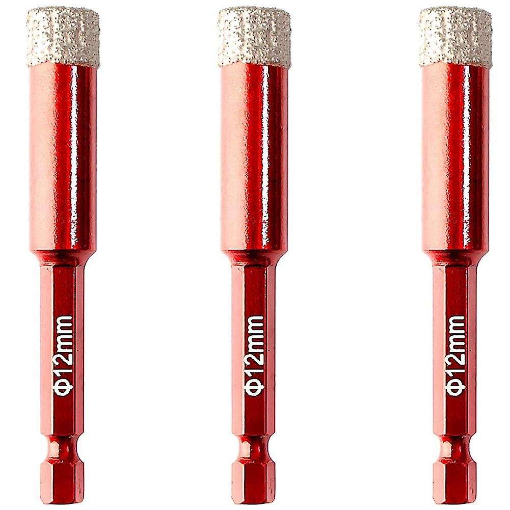 3pcs Dry Diamond Drill Bits for Ceramic Porcelain Granite Marble 12mm