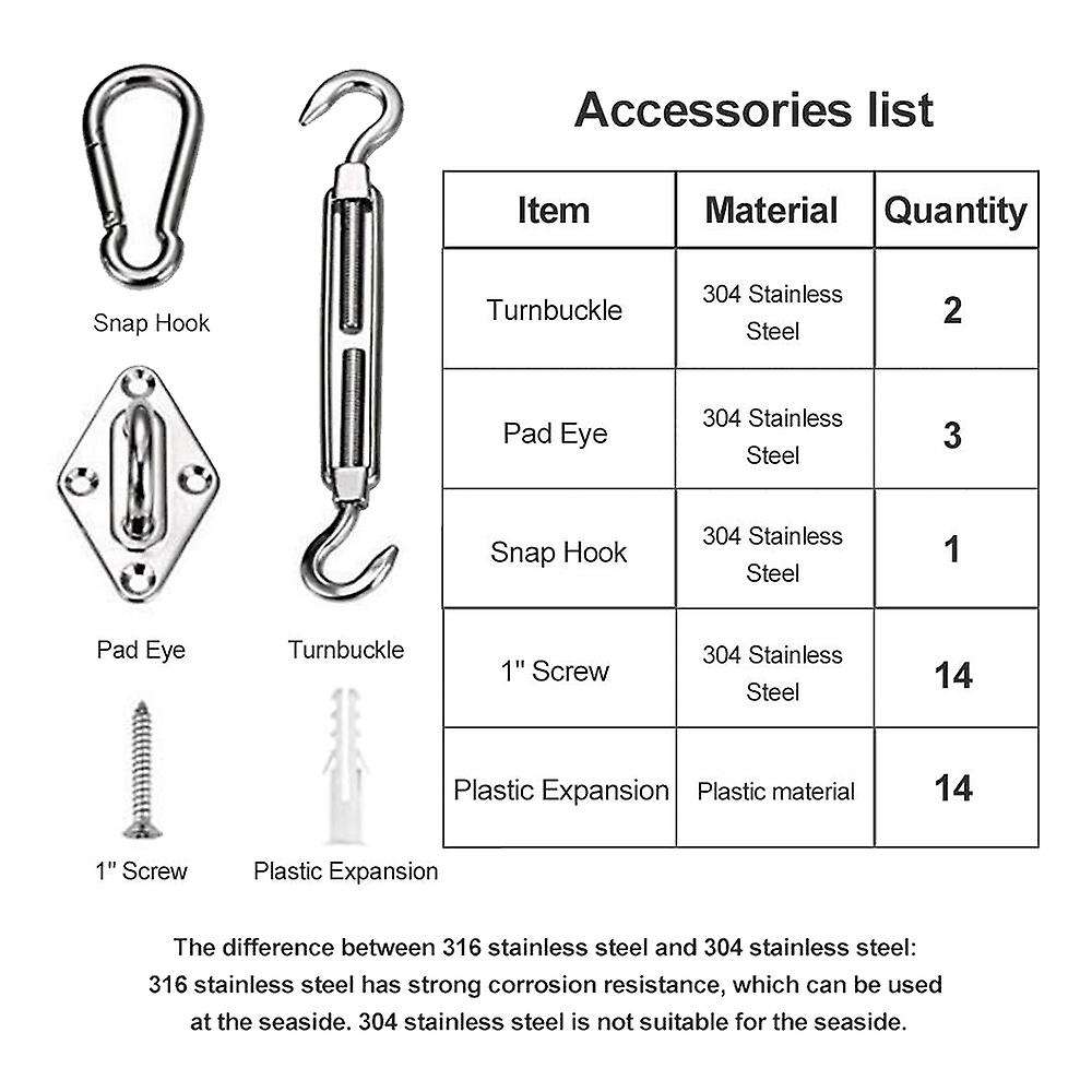 Shade Sail Hardware Kit Stainless Steel Snap Hook for Garden