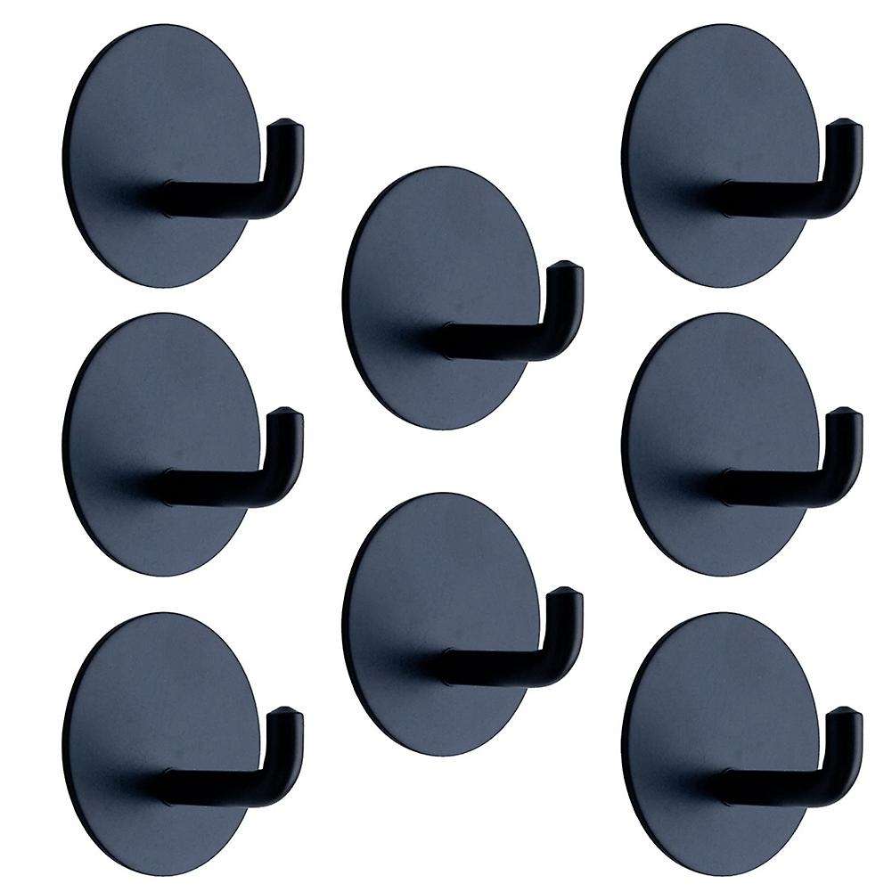 Wall Hooks Adhesive Towel Hooks Stainless Steel Kitchen, 8pcs Black