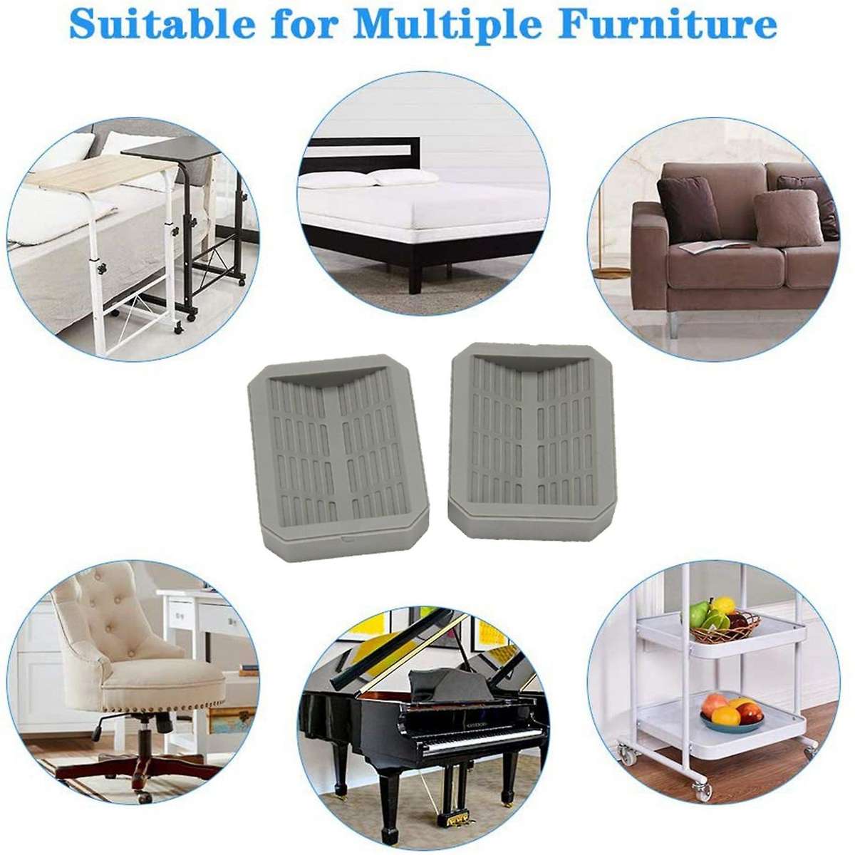 Bed Stopper & Stopper Cups for All Wheels Of Furniture, (grey)