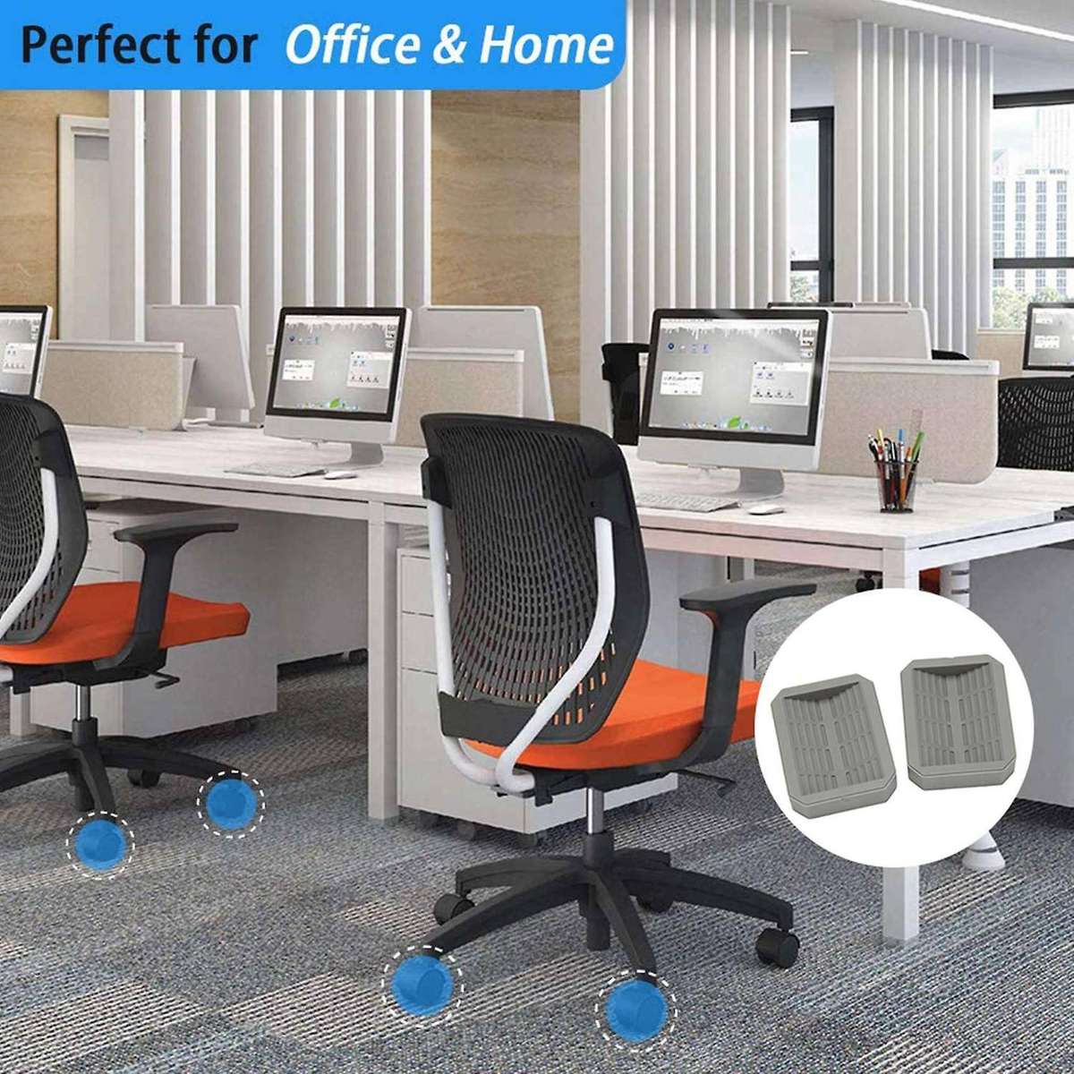 Bed Stopper & Stopper Cups for All Wheels Of Furniture, (grey)