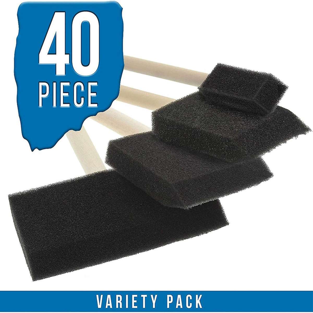 20pcs Foam Brush with Sponge Wood Handle for Acrylic, Stains, Crafts