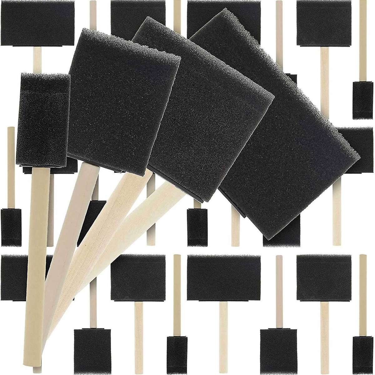 20pcs Foam Brush with Sponge Wood Handle for Acrylic, Stains, Crafts