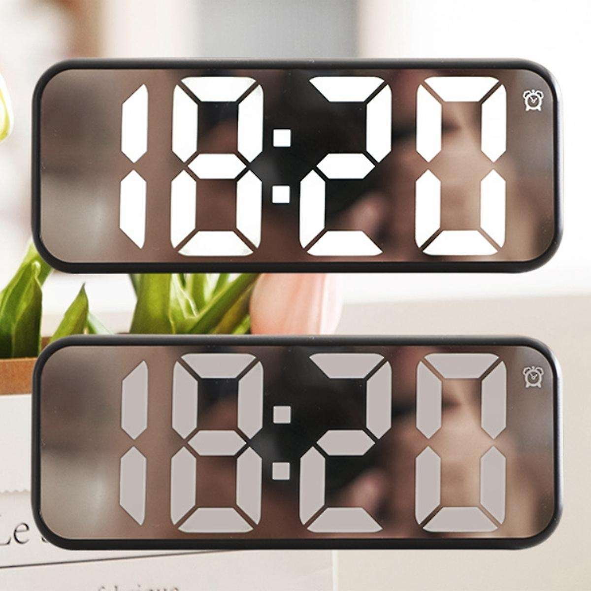 Simple Clock Cute Student Alarm Clock Black Shell White Light