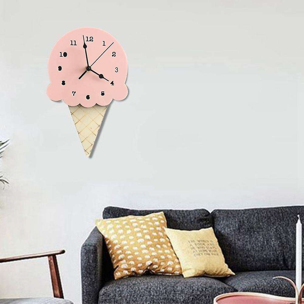 Nordic Ins Style Ice Cream Sharped Wall Hanging Clock, Cartoon Silent
