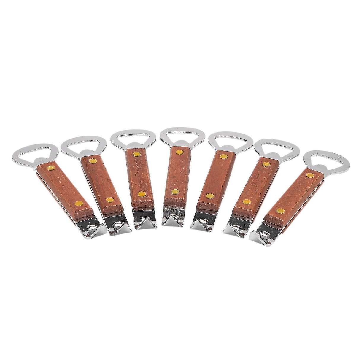 7 Pieces Wooden Handle Bottle Opener with Riveted Wood Handle