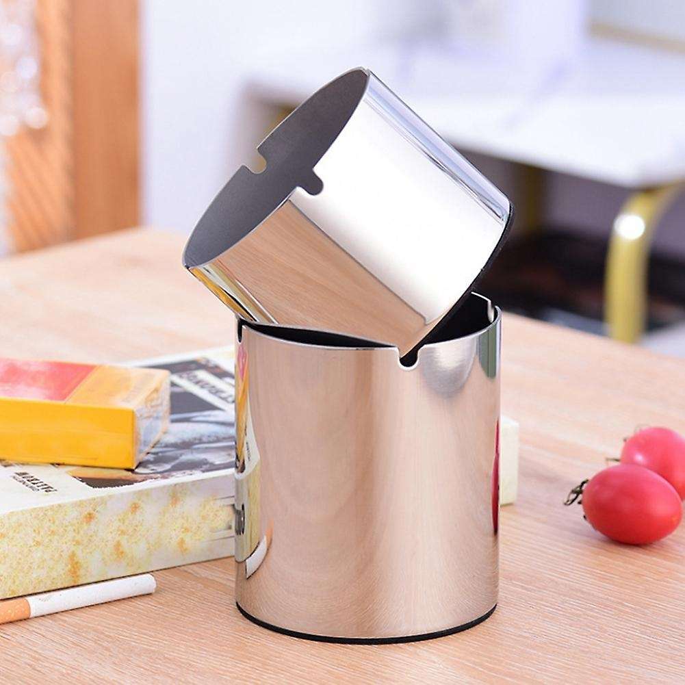 Ashtray Stainless Steel Windproof Cigarettes Ashtrays for Home, L