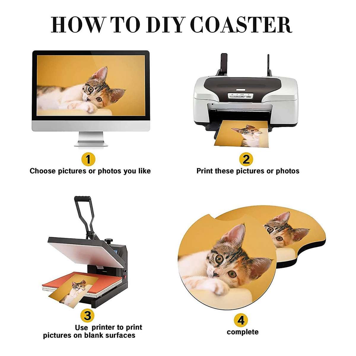 40 Pcs Blank Coasters,for Thermal Sublimation Diy Crafts,car Coasters