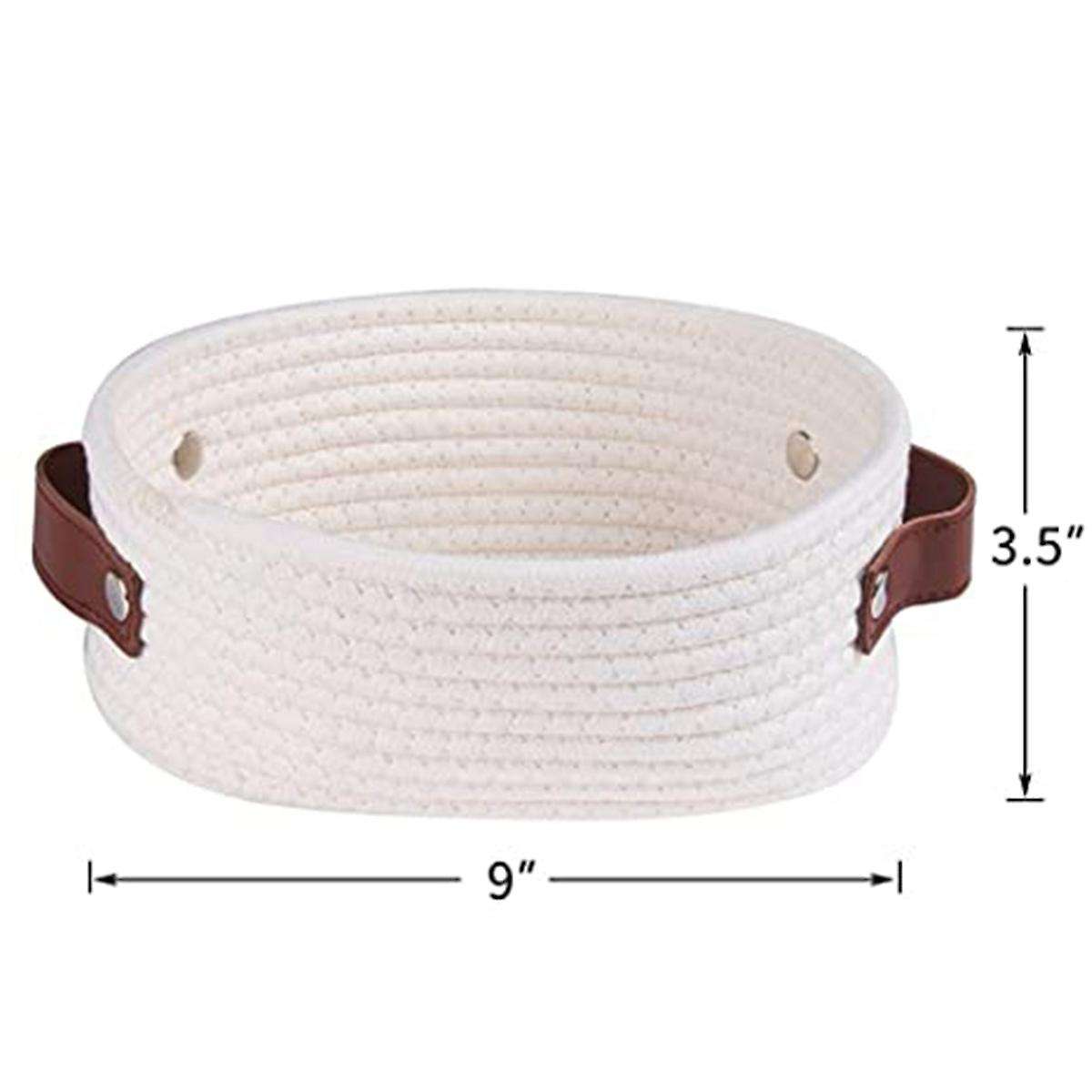 Woven Basket for Storage Oval Rope Coil Baskets with Handle Mini A