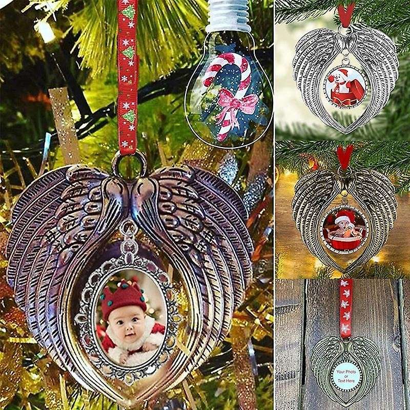 5pcs Angel Wing Shaped Pendants Christmas Tree Ornaments -gold