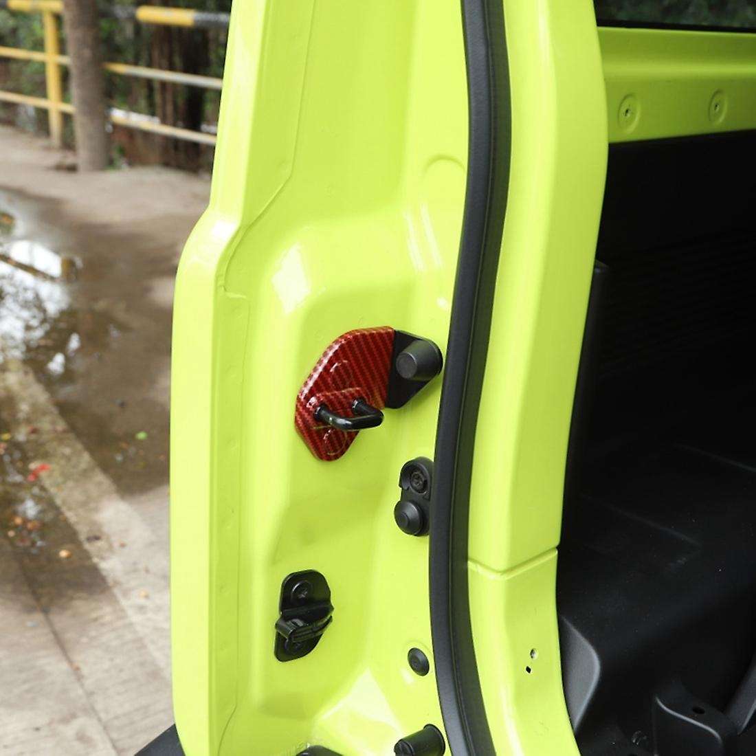 Car Door Lock Protective Decoration Cover Trim, Red Carbon Fiber
