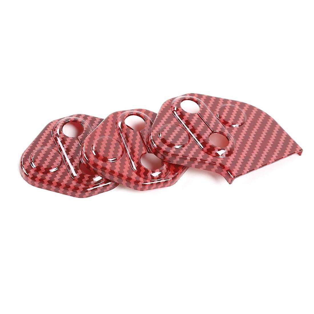 Car Door Lock Protective Decoration Cover Trim, Red Carbon Fiber