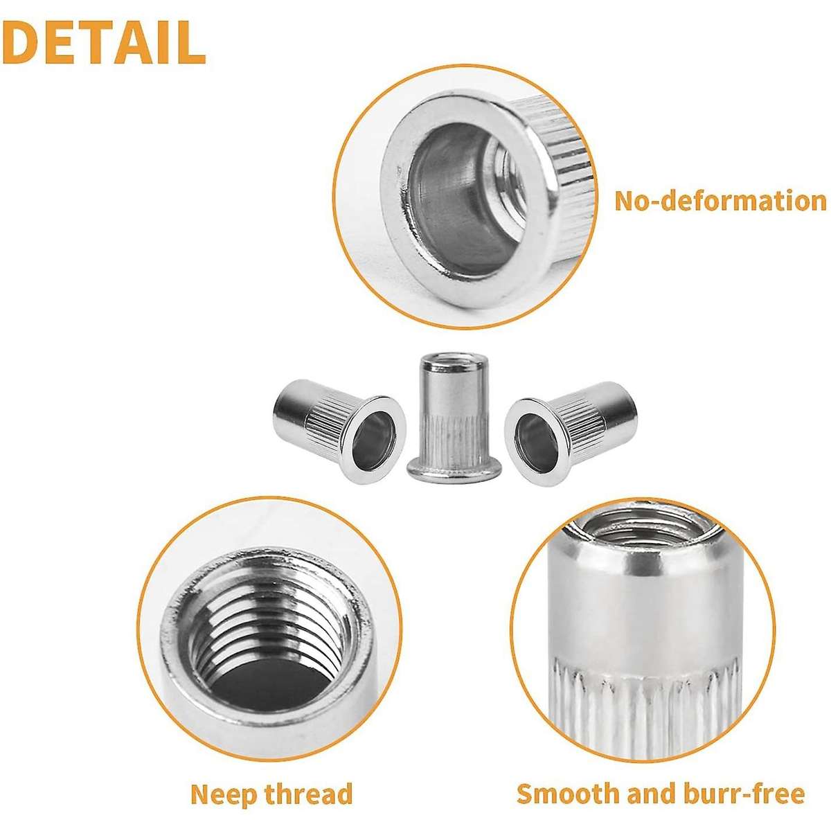 Rivet Nuts Assortment M5, 80pcs Rivet Nut Tool Set Threaded Rivets