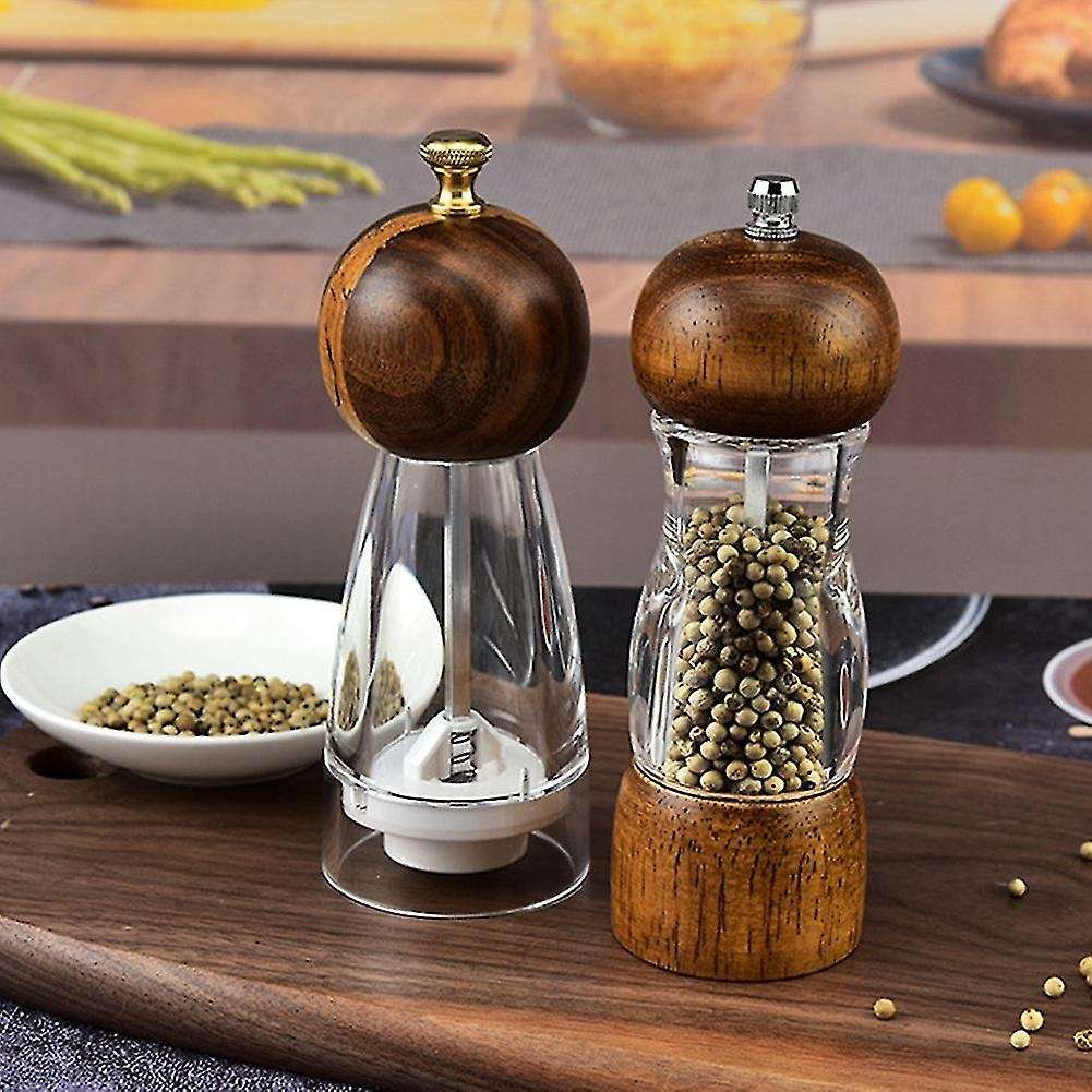 Acrylic Grinder Wooden Head Ceramic Grinding Core Kitchen Grinder, B