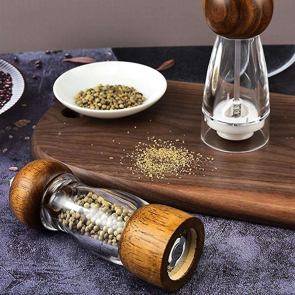Acrylic Grinder Wooden Head Ceramic Grinding Core Kitchen Grinder, B